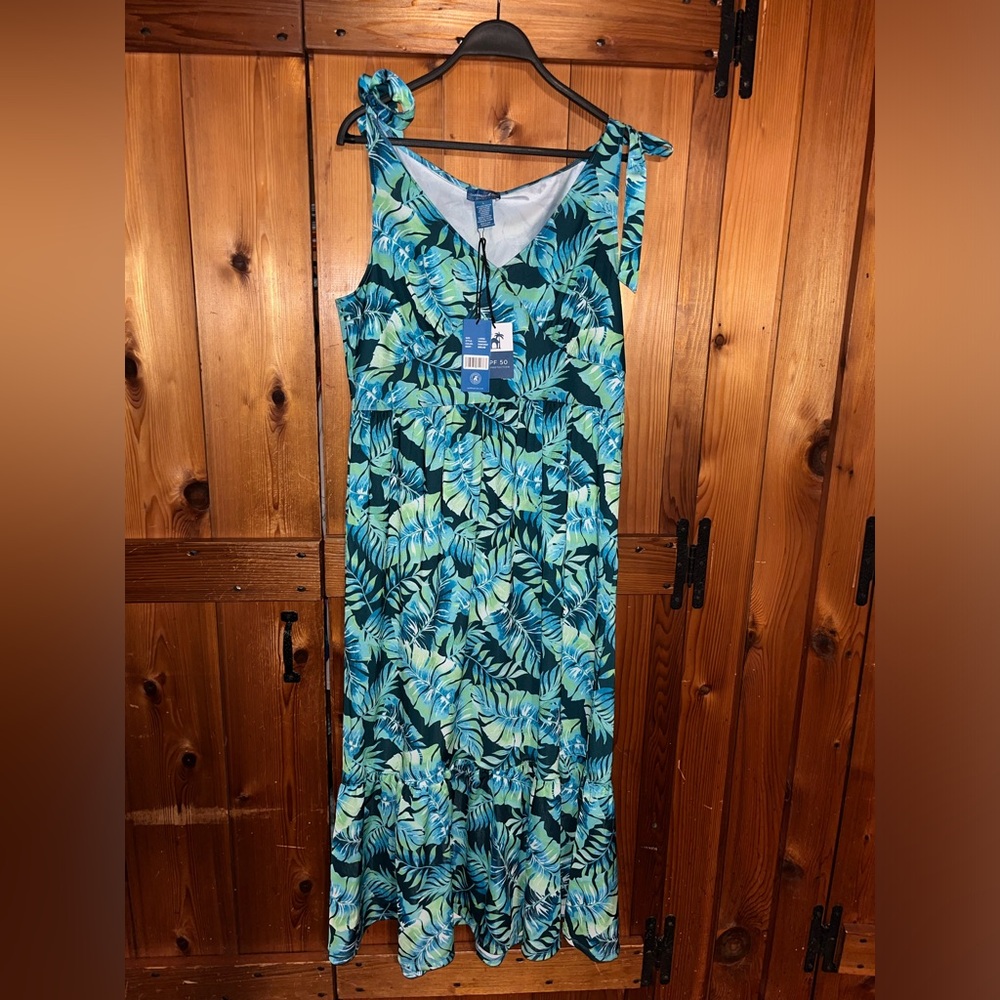 Caribbean Joe Island Supply Co. V-Neck Floral Print Midi Dress-Size L NWT